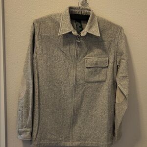 Women’s Gray Wool Cashmere jacket with Leather Elbow Patches